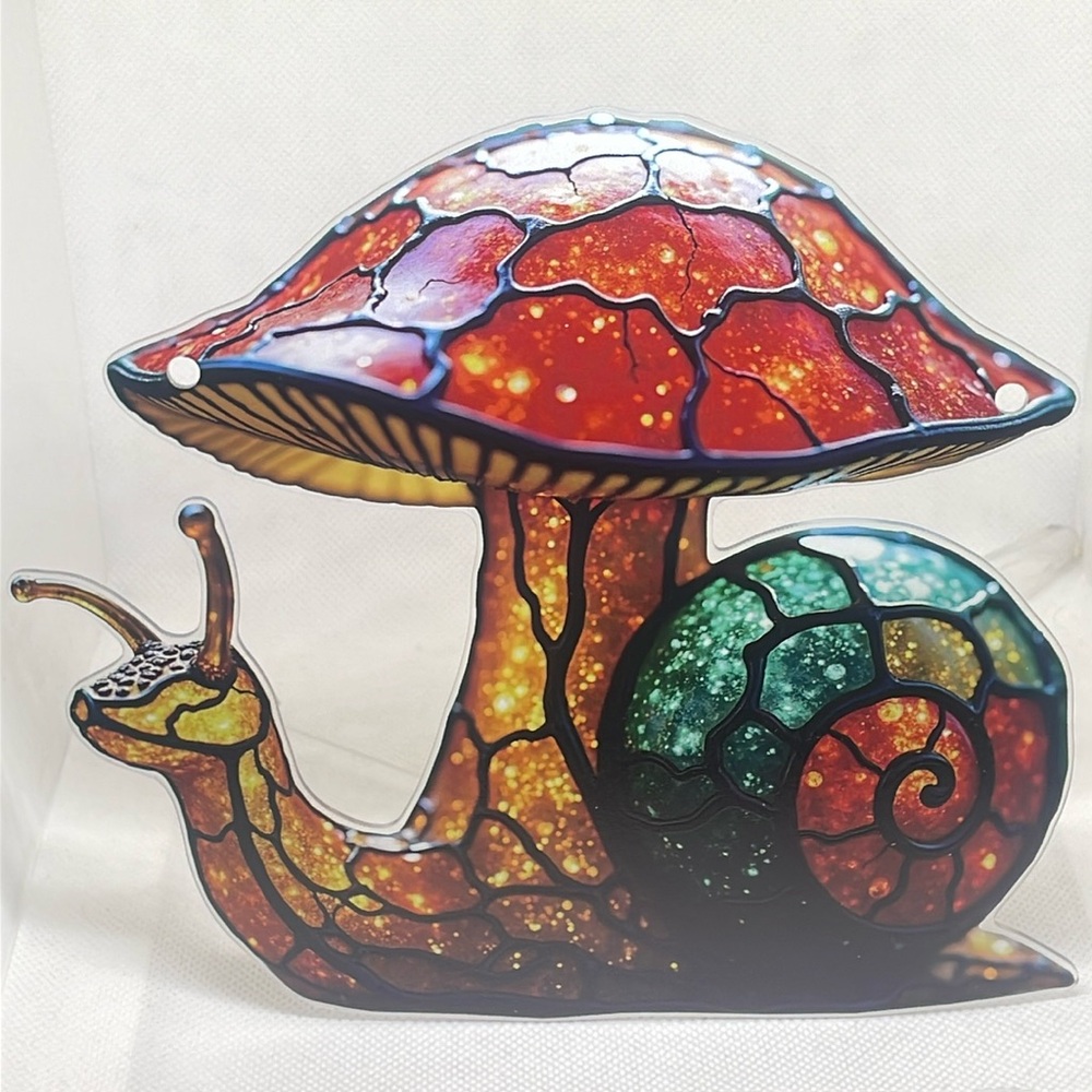 Suncatcher Acrylic Snail Mushroom Garden Decorative Faux Stained Glass New Gift
